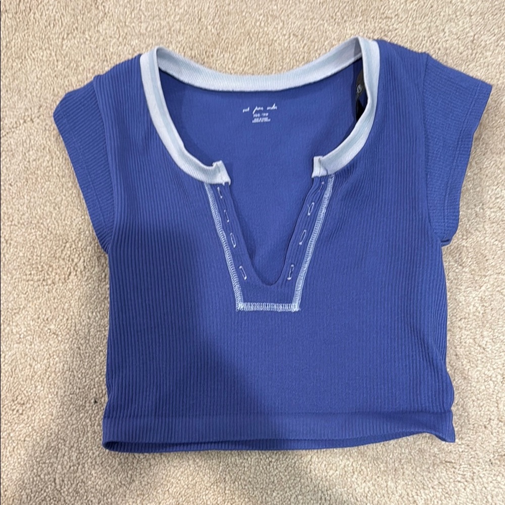 Kids Blue Ribbed Top